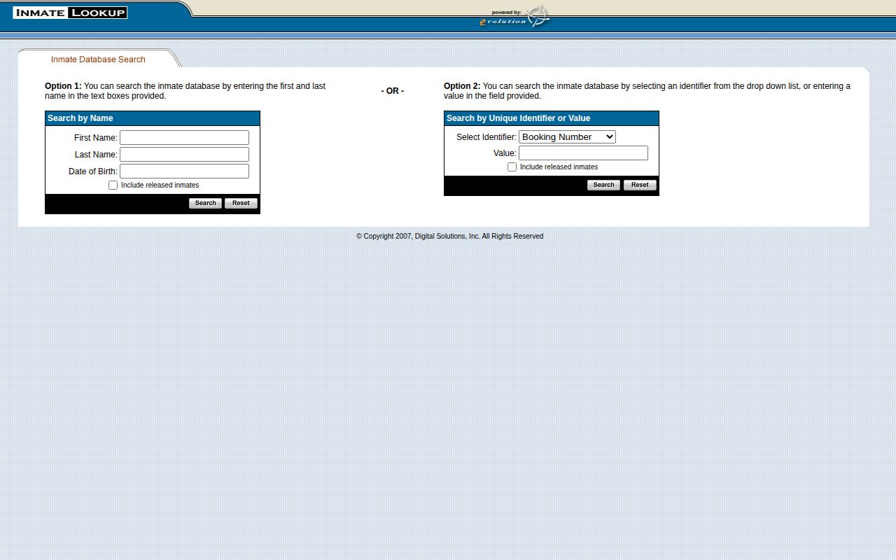 Giles County regional jail custody record search form
