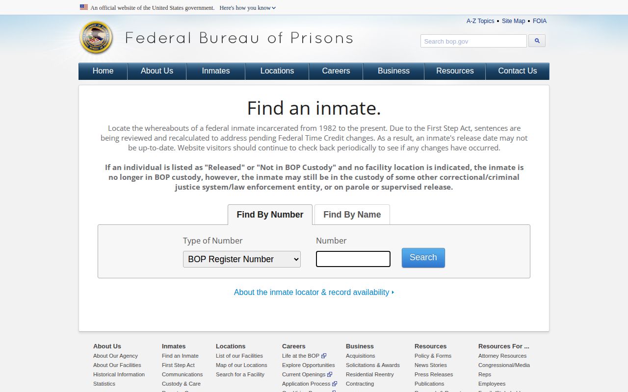 Giles County federal custody record locator