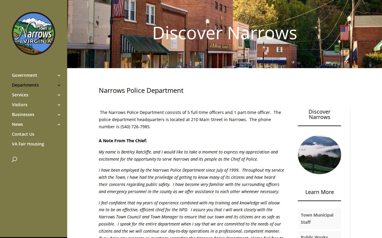Giles County Narrows Police Department arrest-record source